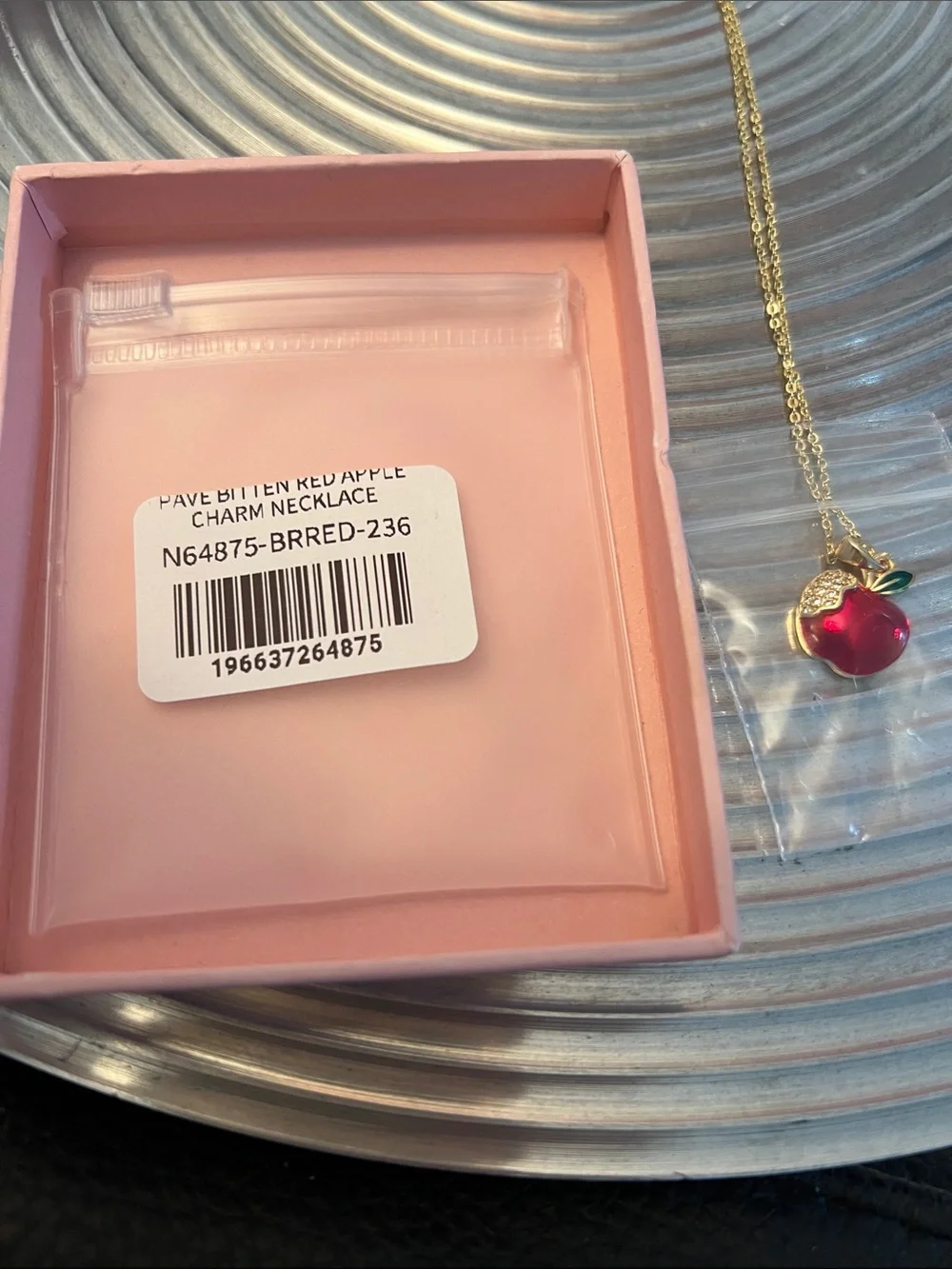 ADINA EDEN Gold Chain Necklace with Red Apple Charm